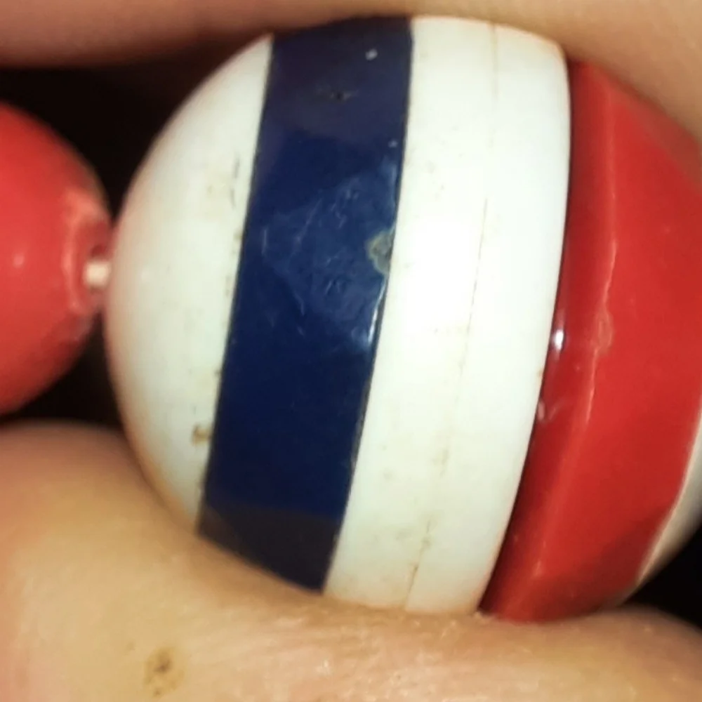 Beaded vintage necklace lot red white and blue 80s Signed - Picture 3 of 14